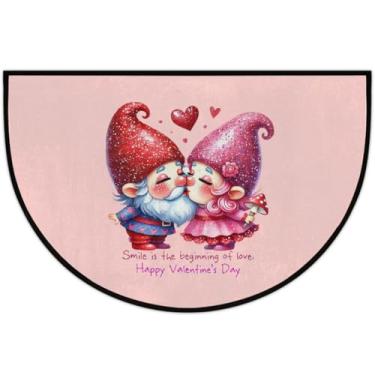 Imagem de Tapete de porta meio redondo para dia dos namorados, antiderrapante, absorvente, semicírculo, tapetes laváveis, meia lua, para ambientes internos, pátio, cozinha, banheiro, entrada, lareira, decoração