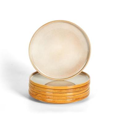 Imagem de vicrays Conjunto de pratos de salada de cerâmica - Prato de aperitivo de sobremesa plano de porcelana de 20 cm para almoço, festa em casa, restaurante, - resistente a arranhões, forno de micro-ondas e