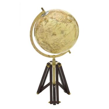 Imagem de Globo Terrestre Decorativo Tripé em Madeira 44,5cm 16134-PL