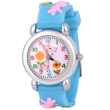 Imagem de OFFCUP Relógio infantil, relógios infantis analógico, relógio de aprendizado de desenho animado 3D movimento de quartzo, pulseira de relógio de silicone, 3 anos a 11 anos, relógio de pulso menina