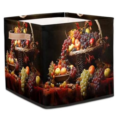 Imagem de hongjinglin Cestas dobráveis de armazenamento de cubos, cesta de frutas, uvas, retrô, caixas dobráveis para crianças, brinquedo com alças, organizador de tecido, cesto organizador para berçário, sala