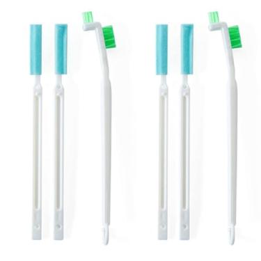 Imagem de Pro Bamboo Kitchen 6 peças de escovas de nylon para mini chupeta e tampa de garrafa, pequenas escovas de limpeza de fendas e cantos para ranhuras de copos isolados, trilhos de janela e porta