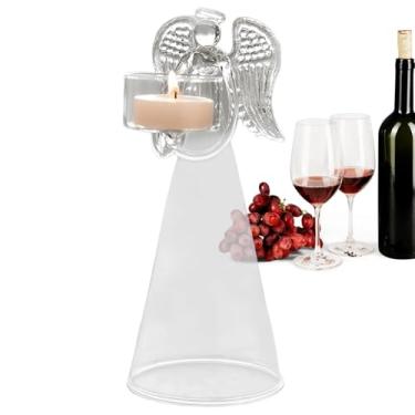 Imagem de castiçal de vidro - Castiçais de anjo transparentes,Suporte de velas para centros de mesa de casamento decorações para casa mesa de jantar