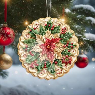 Imagem de Enfeites de Natal, flores de cristal, enfeites de árvore de Natal feitos à mão, decoração de carro e casa - presentes de Natal, decoração de artesanato em acrílico, ideias de troca de presentes para