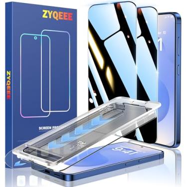 Imagem de ZYQEEE Pacote com 2 protetores de tela de privacidade para Samsung Galaxy S25 Plus, película protetora de vidro temperado de cobertura total, compatível com impressão digital, instalação rápida e