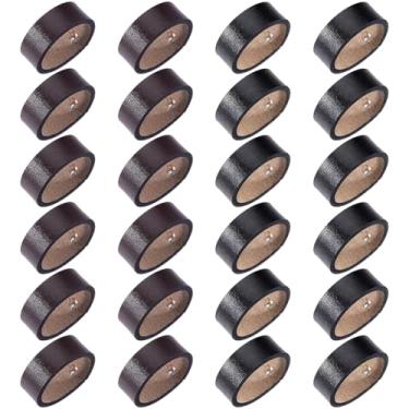 Imagem de SUPERFINDINGS 24 peças, 2 cores, pulseira de couro para relógio, substituição, preta, suporte para relógio de pulso, anéis de fixação para relógios inteligentes de substituição