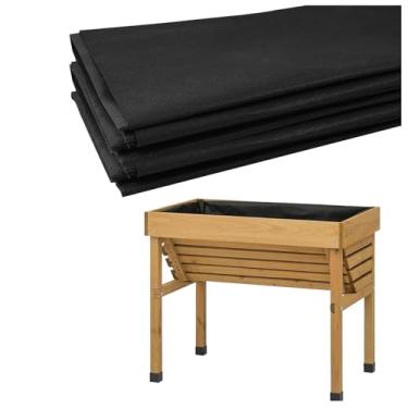 Imagem de Forro de cama de jardim elevado de 160 cm x 289 cm, forro de tecido não tecido para calha vegetariana grande, para plantador ao ar livre, mantém o solo contido e a água drenada