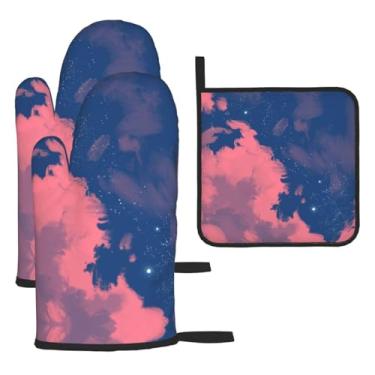 Imagem de Sky – Conjunto de cozinha essencial com 3 peças, luvas seguras para calor e aderência de tampa, proteção para churrasco no forno, design de armazenamento suspenso.
