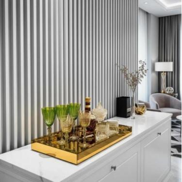 Imagem de Bandeja Decoração Espelho Dourado Sala Cozinha Bar - Inova Decor