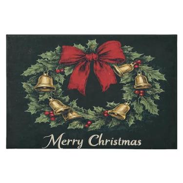 Imagem de CEBUGI Tapete de área 60 x 90 cm, macio, lavável, antiderrapante, com suporte de borracha, guirlanda de Natal, para sala de estar, quarto, decoração de casa