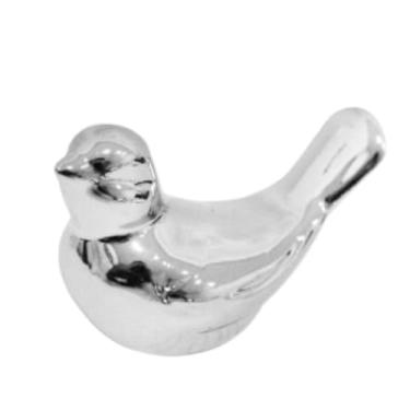 Imagem de Enfeite Casal de Passarinhos Decoração Porcelana Pequeno Dourado Rose Prata Objeto Decorativo Rack Sala(4 unidades,Prata)