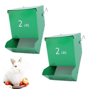Imagem de Pssopp Alimentador de Coelho de 2 Pces, Distribuidor de Comida Animal Pequeno Com Tampa para Coelhos Cobaias Chinchilas e Mais (verde)