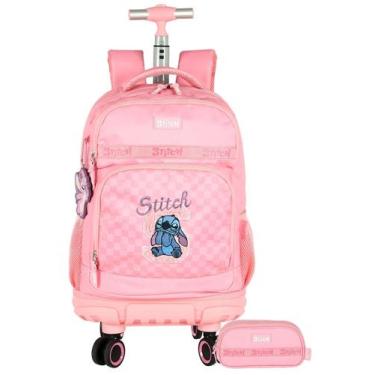 Imagem de Kit Lilo Stitch Mochila Rodas + Estojo Triplo Luxo - Luxcel