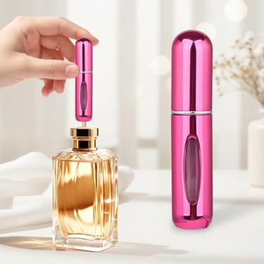 Imagem de Mini perfume recarregável, atomizador de perfume recarregável, frascos de spray, portátil para viagens, férias, atividades ao ar livre e negócios (5 ml), Vermelho rosa brilhante, 1 peça