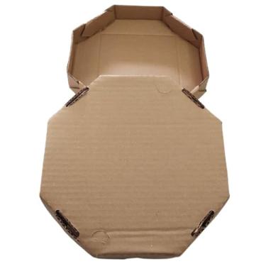 Imagem de 100 Caixas de Pizza 25x25x405cm Brotinho Oitavada Parda para Doces Salgados Esfihas Lanches