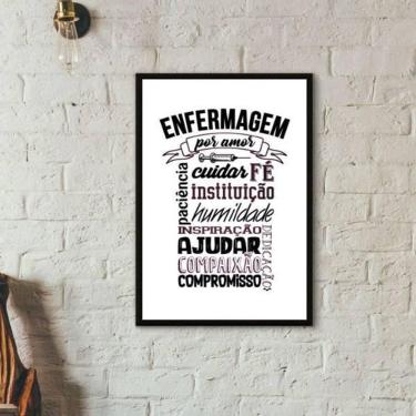 Imagem de Quadro Profissão Enfermagem Por Amor 45X34Cm Moldura Preta