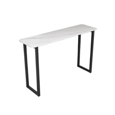 Imagem de Mesa de bar Mesa de bar leve e luxuosa com laje pedra, mesa retangular moderna altura pub estrutura metal resistente(X-Large)