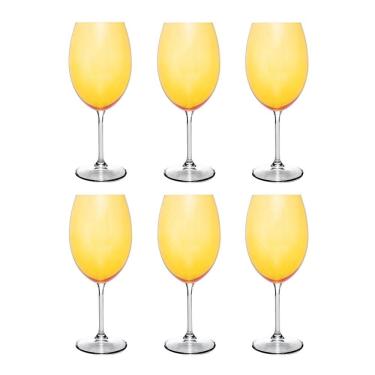 Imagem de Cj 6 Taças de Cristal para Água/Vinho Banquet Amarelo 580ml Wolff