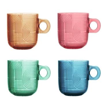 Imagem de Cj 4 Xícaras P/Chá de Vidro Frankfurt Coloridos 220ml Wolff