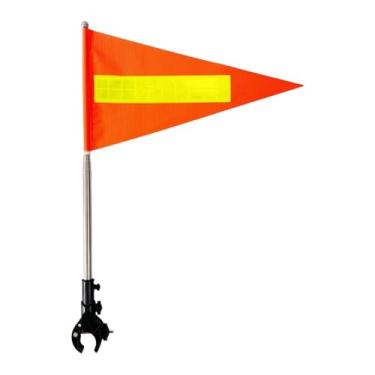 Imagem de Pegciuho Mastro de Bandeira Universal Telescópico com Suporte Refletor, Base Ajustável, Material em aço Inoxidável, Adequado para Carrinhos de Golfe Elétricos, Tampo Redondo 22x43cm