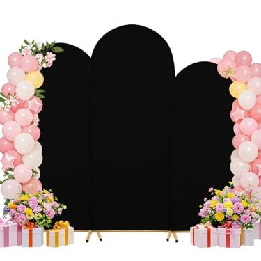 Imagem de Conjunto de capas de arco de 2 m, 1,8 m, 1,8 m, para decoração de casamento, decoração de festa de aniversário, chá de bebê (preto)