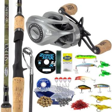 Imagem de Carretilha Zaire Makis Kit Pescaria Diversas Vara Carbono Lado:Direito
