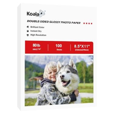 Imagem de Papel fotográfico grosso Koala dupla face brilhante papel pesado 8,5 x 11 36,3 kg 100 folhas 300GSM cartolina compatível com impressora jato de tinta