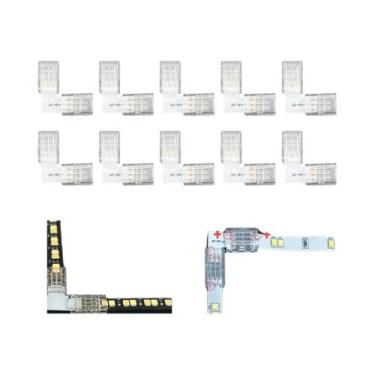 Imagem de Conector De Fita LED 10mm 3 Pinos 10 Peças Formato L/T Sem Solda Para 