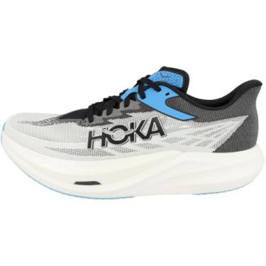 Imagem de HOKA Tênis adulto unissex Rocket X 3, Branco/preto, 11 Women/10 Men