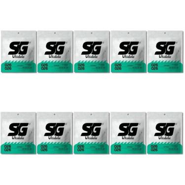 Imagem de Kit 10 Encordoamento Ukulelê Sg Nylon Branco Soprano 0.026