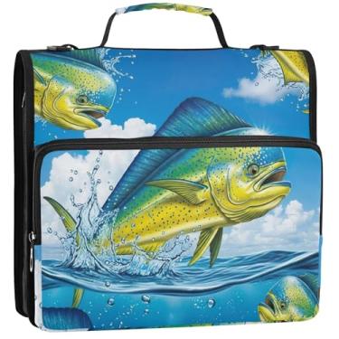 Imagem de Organizador de fichário de negócios com 3 fichários de 3,8 cm anel D vibrante para armazenamento de baleias com alça bolsa de fichário com alça para escola 34,5 x 31,5 x 9 cm