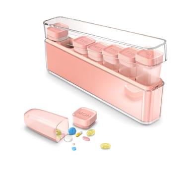 Imagem de Organizador semanal de comprimidos 1 vez por dia, caixa de comprimidos removível HIONXMGA portátil de 7 dias, estojo grande para comprimidos uma vez por dia, dispensador codificado por cores para