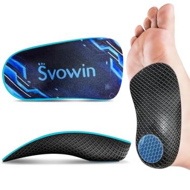 Imagem de Svowin Inserções de sapato de suporte de arco alto para pés planos, palmilhas ortopédicas para fascite plantar, bojos de salto 3/4 confortáveis para homens, aumentam a pronação excessiva e a dor no