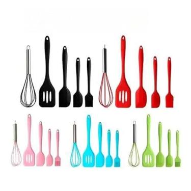 Imagem de Kit 5 Peças Utensílios De Cozinha Silicone Colher Espátula Espátula Pequena Pincel(5 peças-Cor aleatória kit 2)