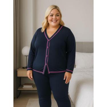 Imagem de Pijama Inverno Plus Size Blusa Manga Longa e Calça 50 52 54 56- c14 JA