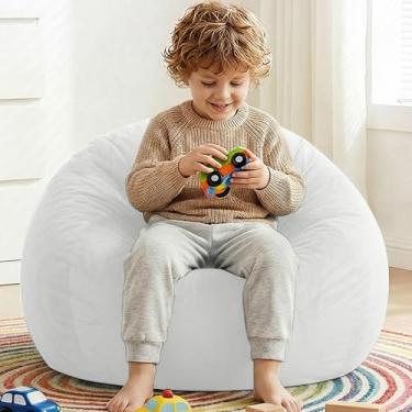 Imagem de AZHCHKE Cadeira de pufe de armazenamento de animais de pelúcia (sem enchimento), poltrona de veludo macio e confortável para adultos, crianças, adolescentes, meninas, cães, gatos, animais de estimação