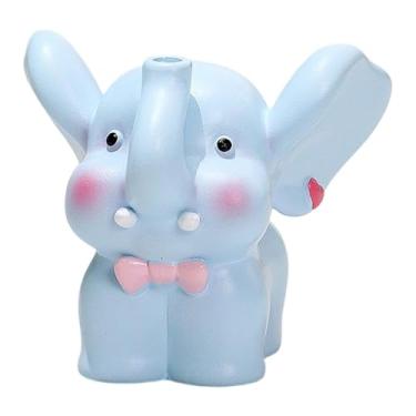Imagem de Ioensy Estátua de elefante em miniatura de resina, enfeite fofo, escultura de animal para armário, decoração de Natal, quarto, festa ou sala de jantar, Azul