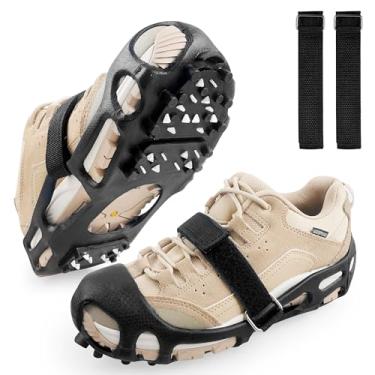 Imagem de AGOOL Chuteiras de gelo para tração de neve com grampos para sapatos e botas, chuteiras de borracha para caminhar, sapatos antiderrapantes para caminhar na neve e no gelo