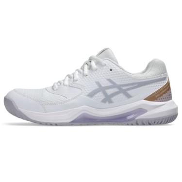 Imagem de ASICS Tênis feminino Gel-Dedicate 8 Pickleball, Branco/violeta crepúsculo, 35