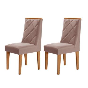 Imagem de Conjunto Com 2 Cadeiras MDF Isadora Para Sala De Jantar Moderna Linho Capuccino/Naturale