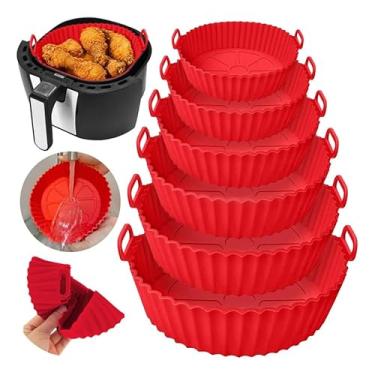 Imagem de Forma de Silicone para Air Fryer com Alças – Kit 6 Tamanhos | Reutilizável, Antiaderente, BPA Free | Forno, Micro-ondas e Lava-louças