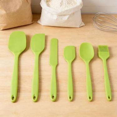 Imagem de Conjunto de 6 espátulas de silicone premium, utensílios de cozinha e assar resistentes ao calor para panelas antiaderentes (verde)