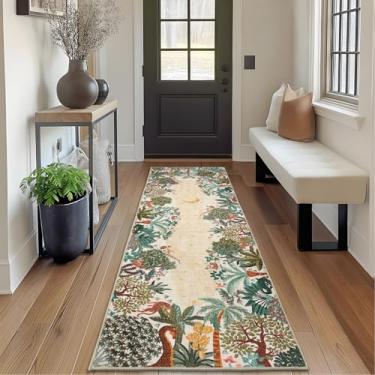 Imagem de GarveeHome Tapete de corredor de selva de 6 x 20 cm, tapete de corredor de cozinha longo bege macio, antiderrapante, tapete de entrada para casa de fazenda, tapete fino resistente a manchas para