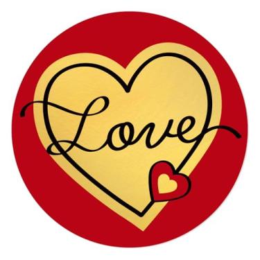 Imagem de SICOHOME Adesivos de Dia dos Namorados - Adesivo de amor vermelho coração redondo de 3,8 cm, etiquetas de selos de envelope, adesivos de presentes de dia dos namorados para convites de aniversário de