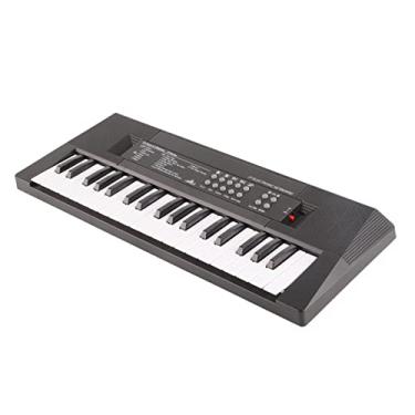 Imagem de Dioche Teclado Elétrico Piano 37 Teclas Instrumento Musical Portátil Brinquedo Com Função de Gravação de Microfone para Crianças Material Seguro Preto Branco 16,06 X 5,9 X 1,61 pol.