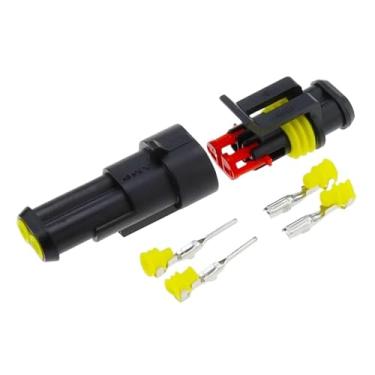 Imagem de SAAWEE Kit de 5 peças, conector de fio elétrico à prova d'água de 2 pinos AMP Super Seal para carro conector à prova d'água