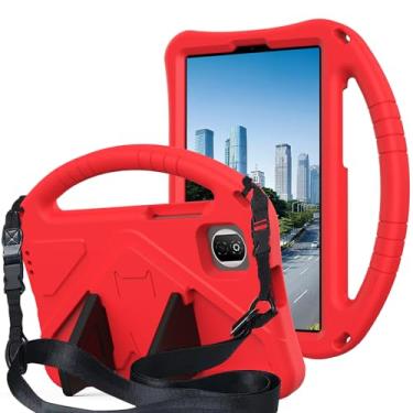 Imagem de QYiiD Capa infantil para Honor Pad X7 22.1 cm 2025, capa protetora infantil EVA à prova de choque com alça de suporte, alça de ombro, suporte de alça para tablet Honor Pad X7 22.1 cm, vermelho