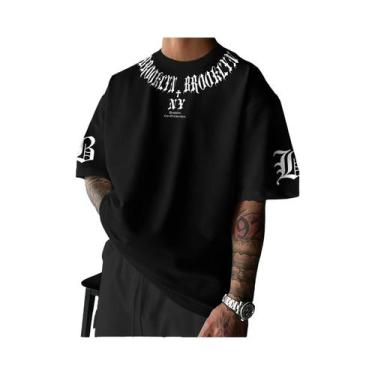 Imagem de Camiseta Masculina Casual Esportiva Respirável Com Estampa 3D De Letra