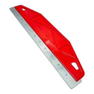 Imagem de Fenteer Ferramenta para alisar papel de parede com escala, espátula para cortar papel de parede, ideal para películas de janelas e tecidos, Vermelho