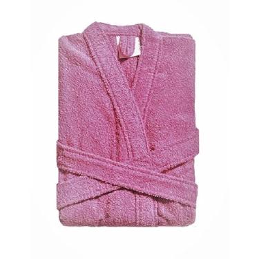 Imagem de Roupão de Banho Kimono Unissex Atoalhado – 325g/m², Macio e Aquecedor, Ideal para Casa e Relaxamento Após Banho (Rosa)